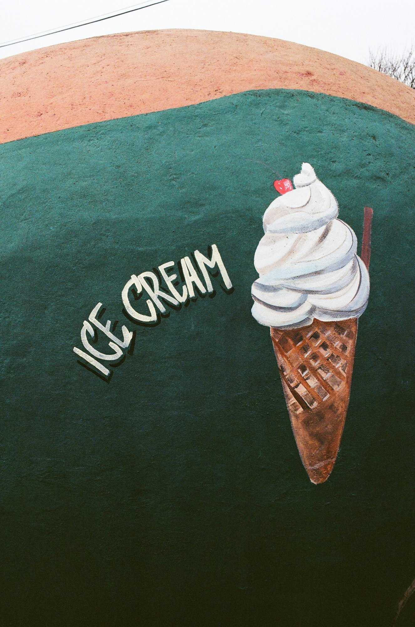 Hand-painted ice cream mural — nostalgic corner store